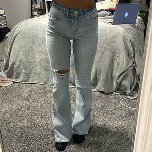Express high rise flare jeans